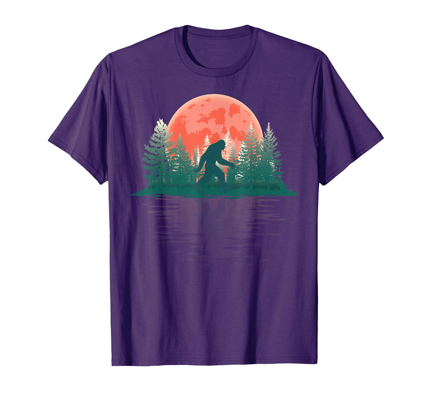 Bigfoot Sasquatch Full Moon Wildlife Trees Forest Reflection T-Shirt