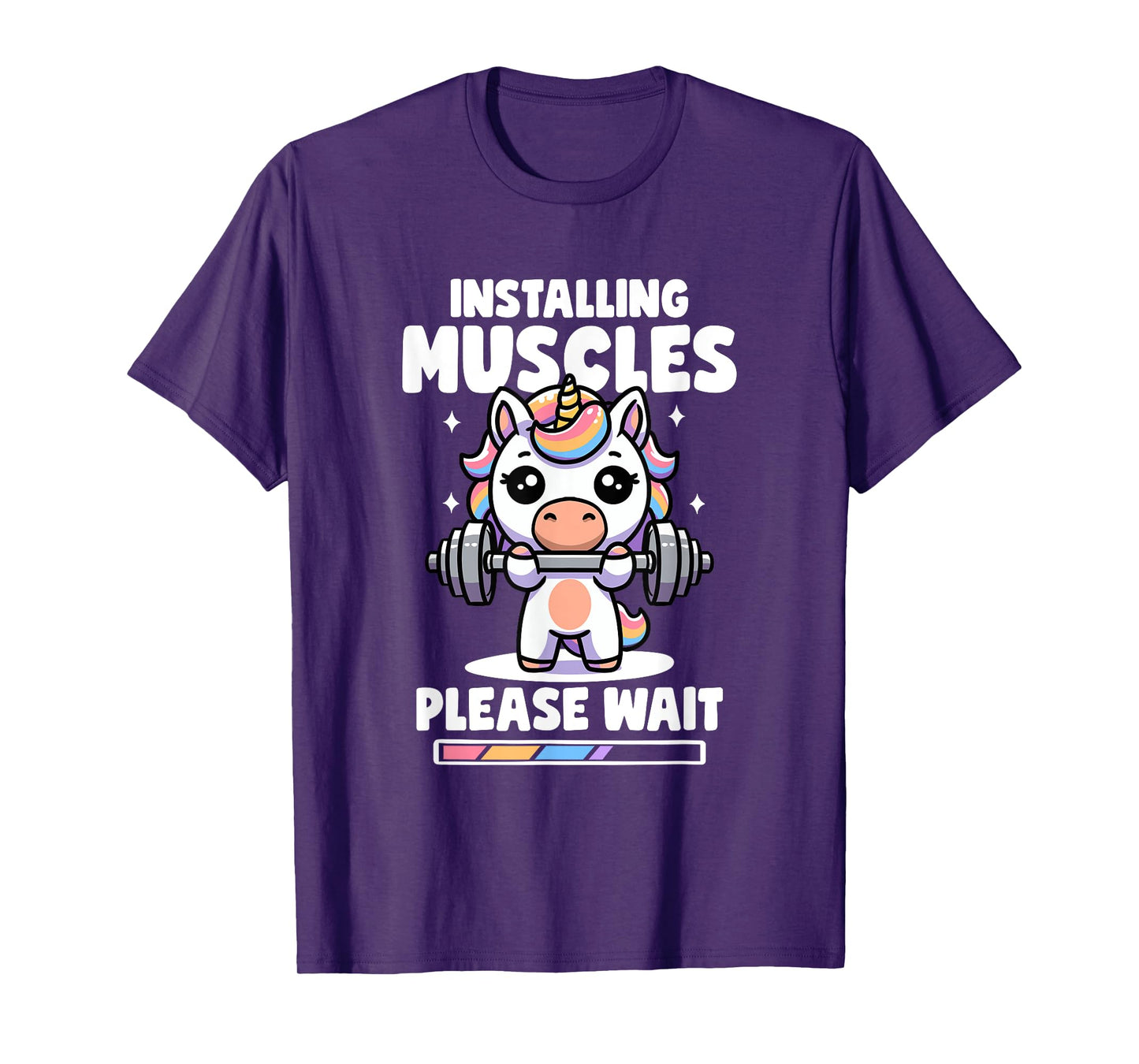 Installing Muscles Please Wait Unicorn Gym Quote Unicorn T-Shirt