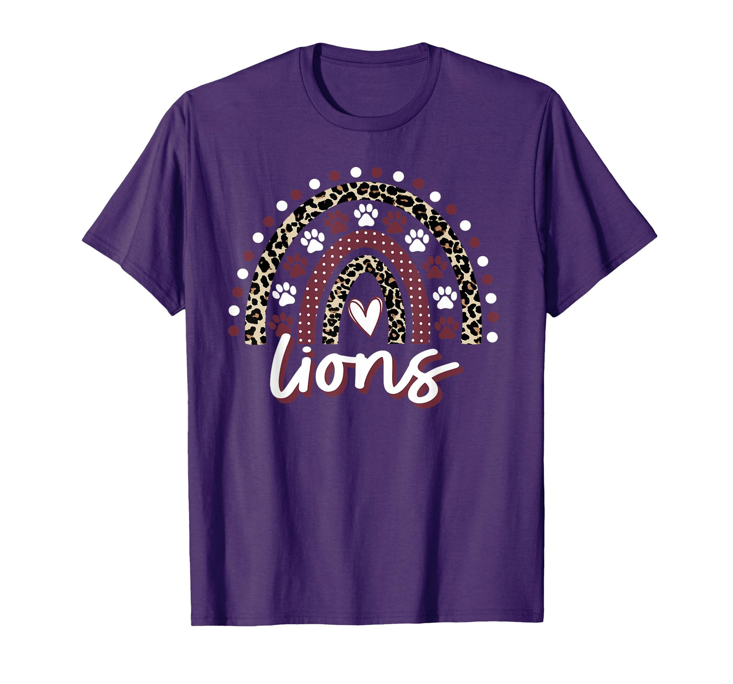 Lions Rainbow Maroon Lion Pride School Spirit Mascot Lions T-Shirt