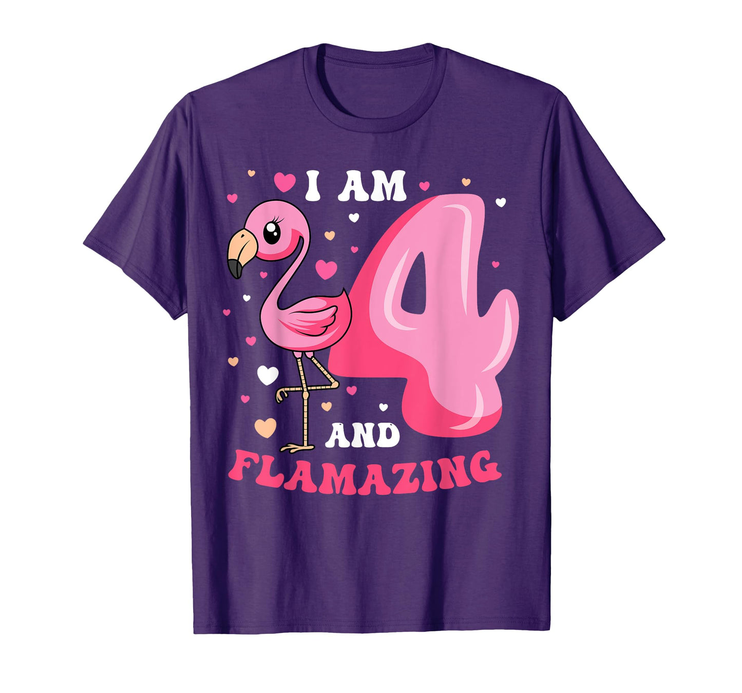 I Am 4 And Flamazing Flamingo Birthday 4th Bday Party T-Shirt