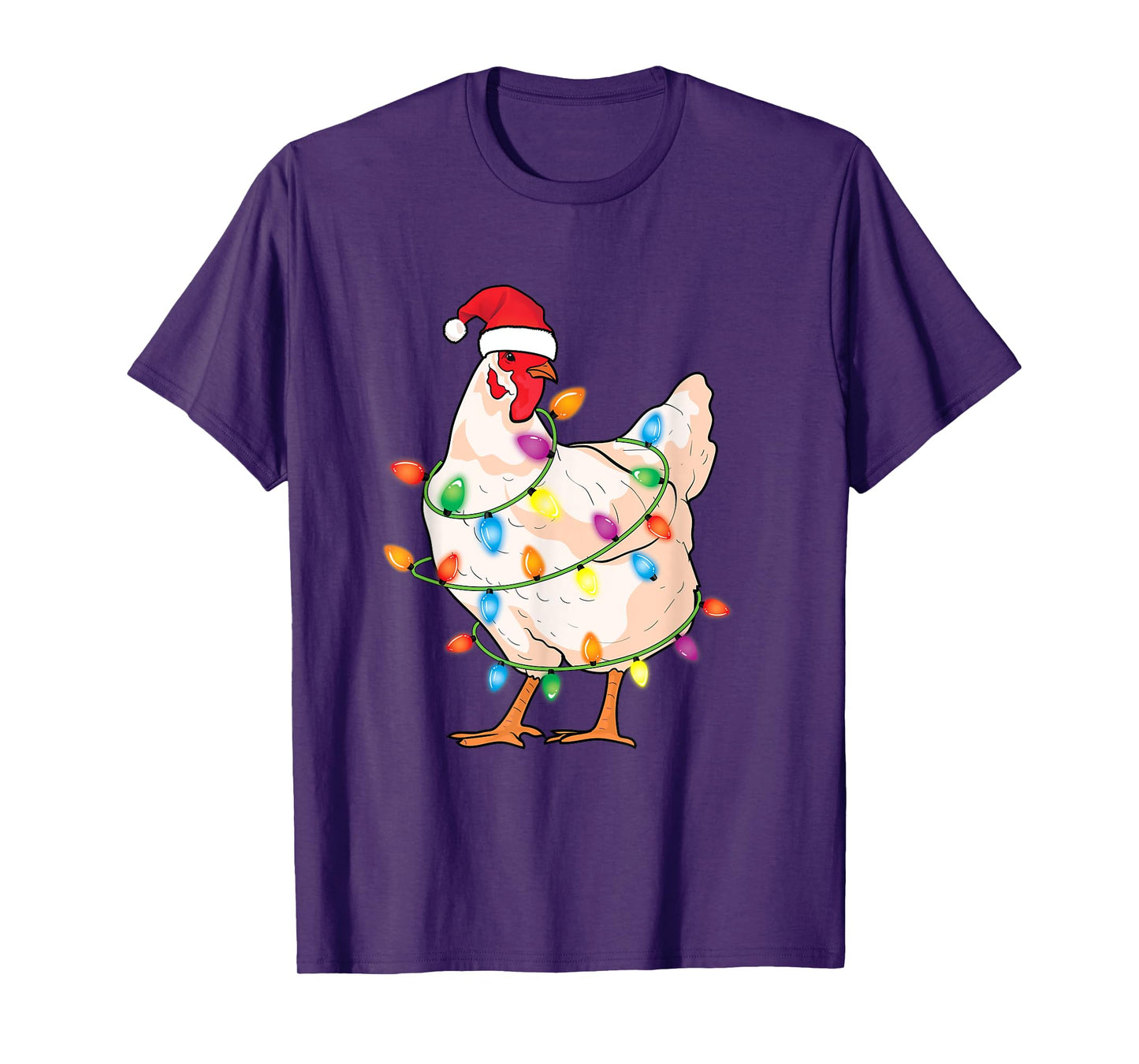 Chicken Christmas Tree with Santa Hat Farmer Funny Chicken T-Shirt