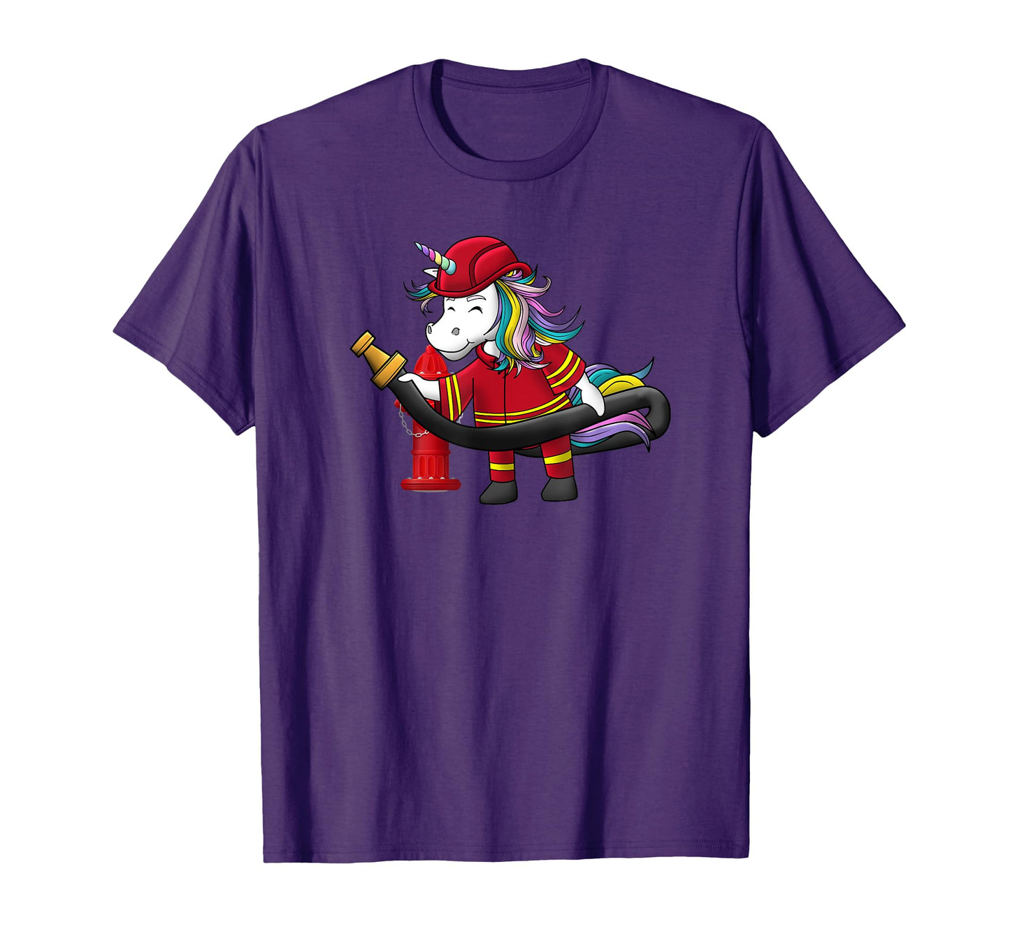 Unicorn Firefighter Fireman Birthday Party Funny Girl Love T-Shirt
