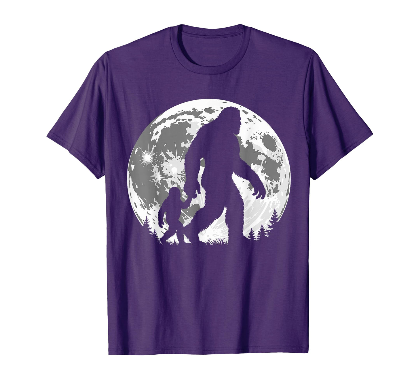 Bigfoot Dad Fathers Day Sasquatch Father Son Matching Moon T-Shirt