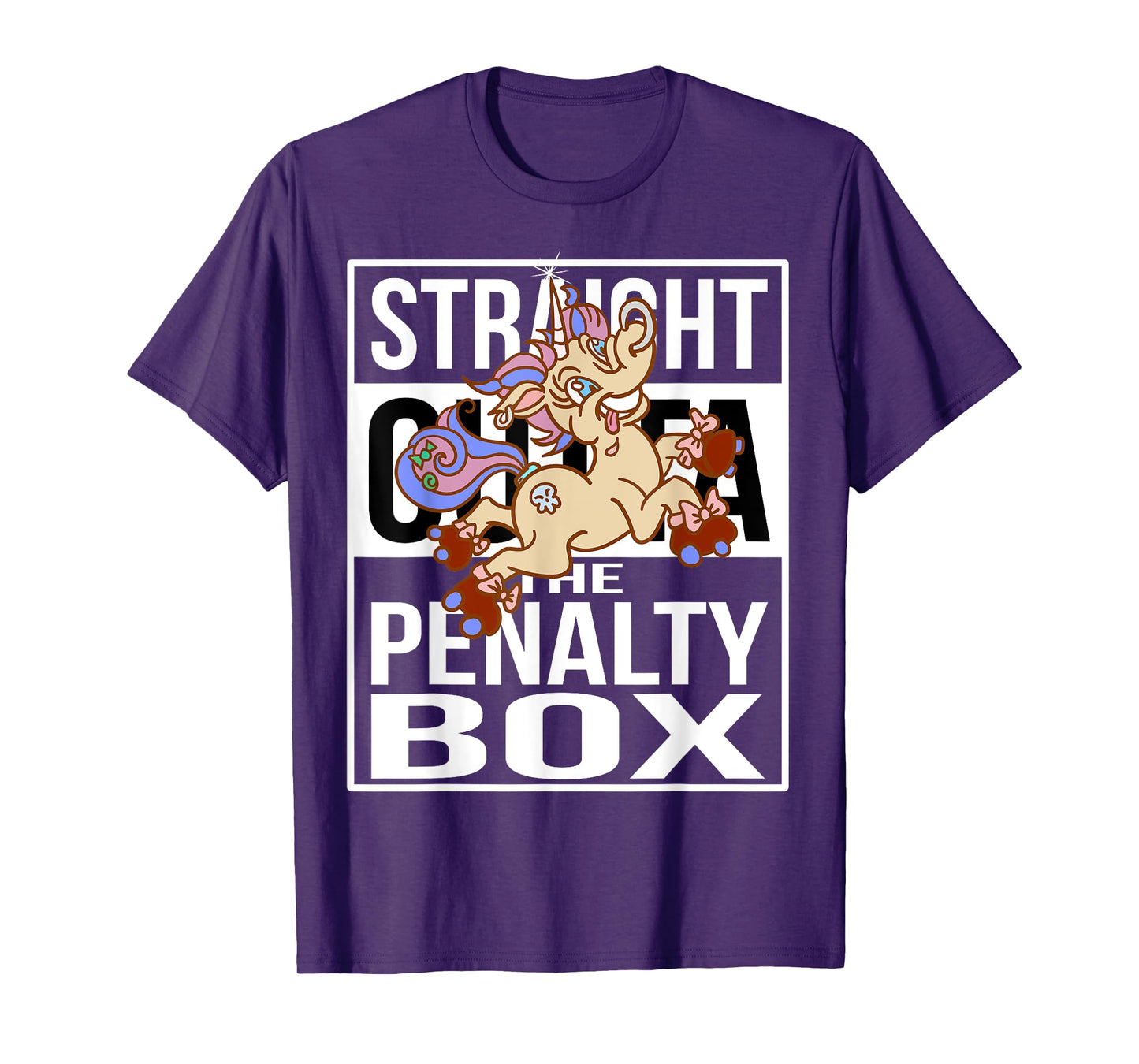 Straight outta the Penalty Box Skater Unicorn Roller Derby T-Shirt