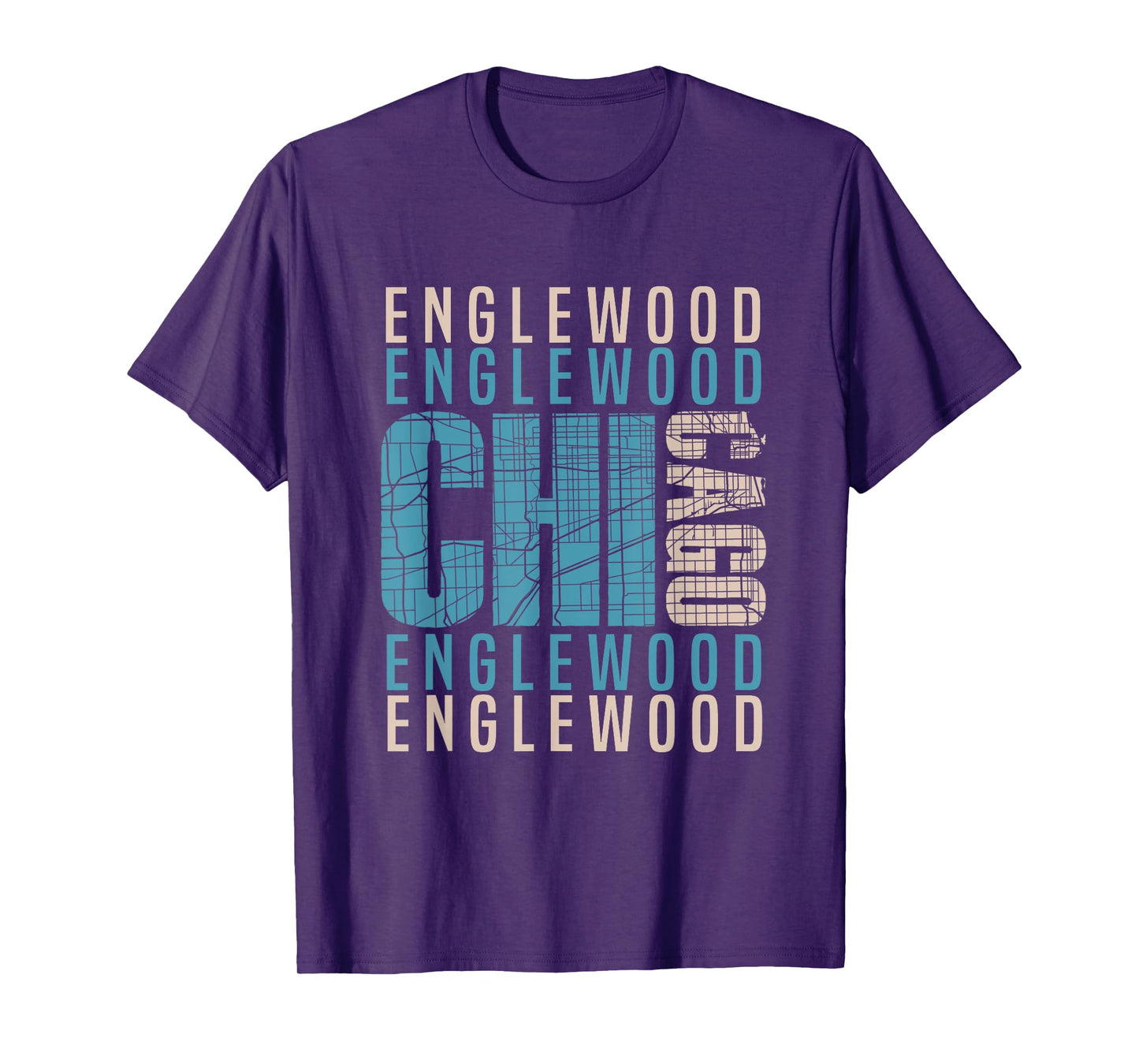 Chicago Englewood Chi-Town Neighborhood Map T-Shirt