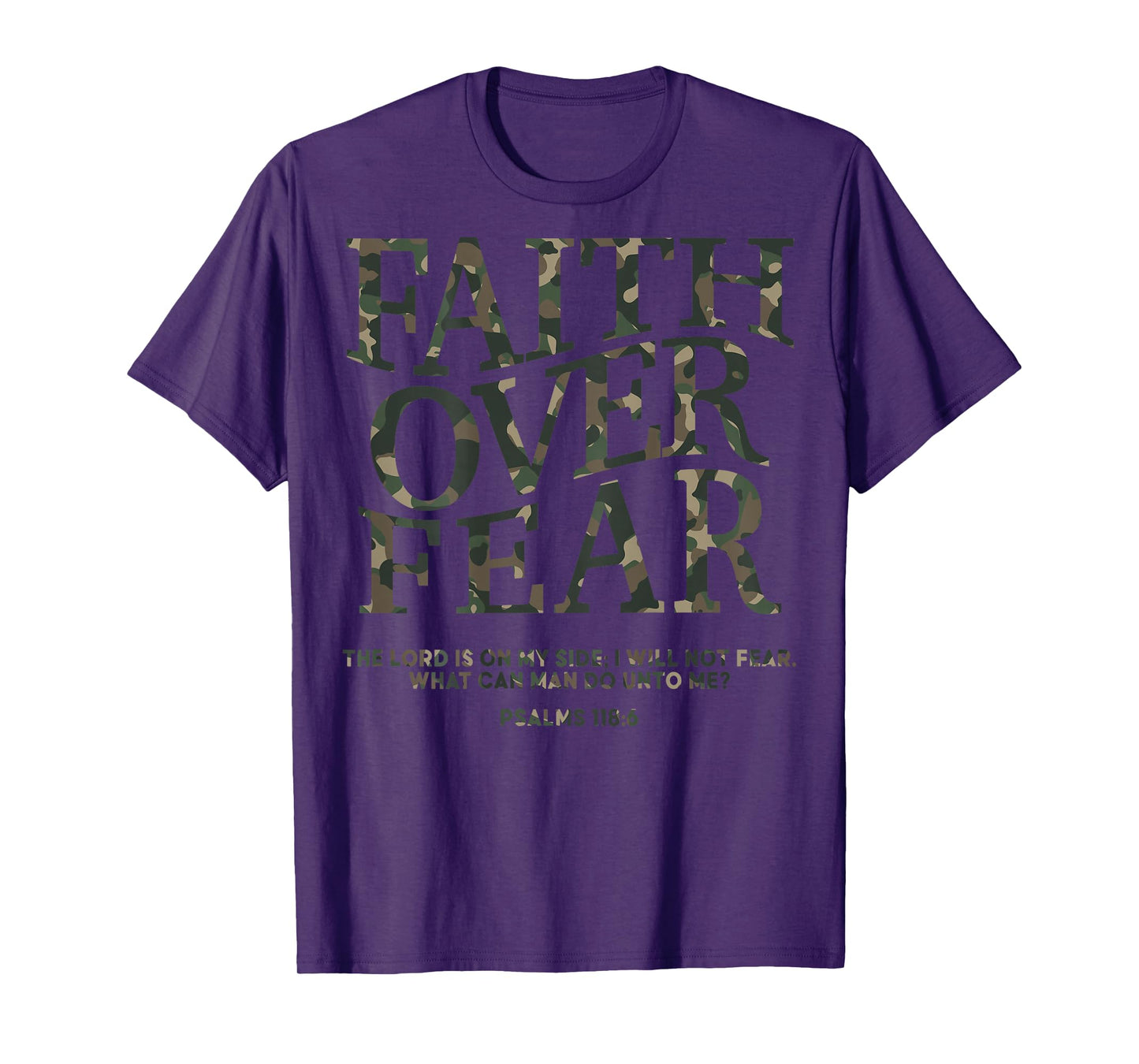Christian Faith Over Fear Camo Jesus Youth God Son Brother T-Shirt