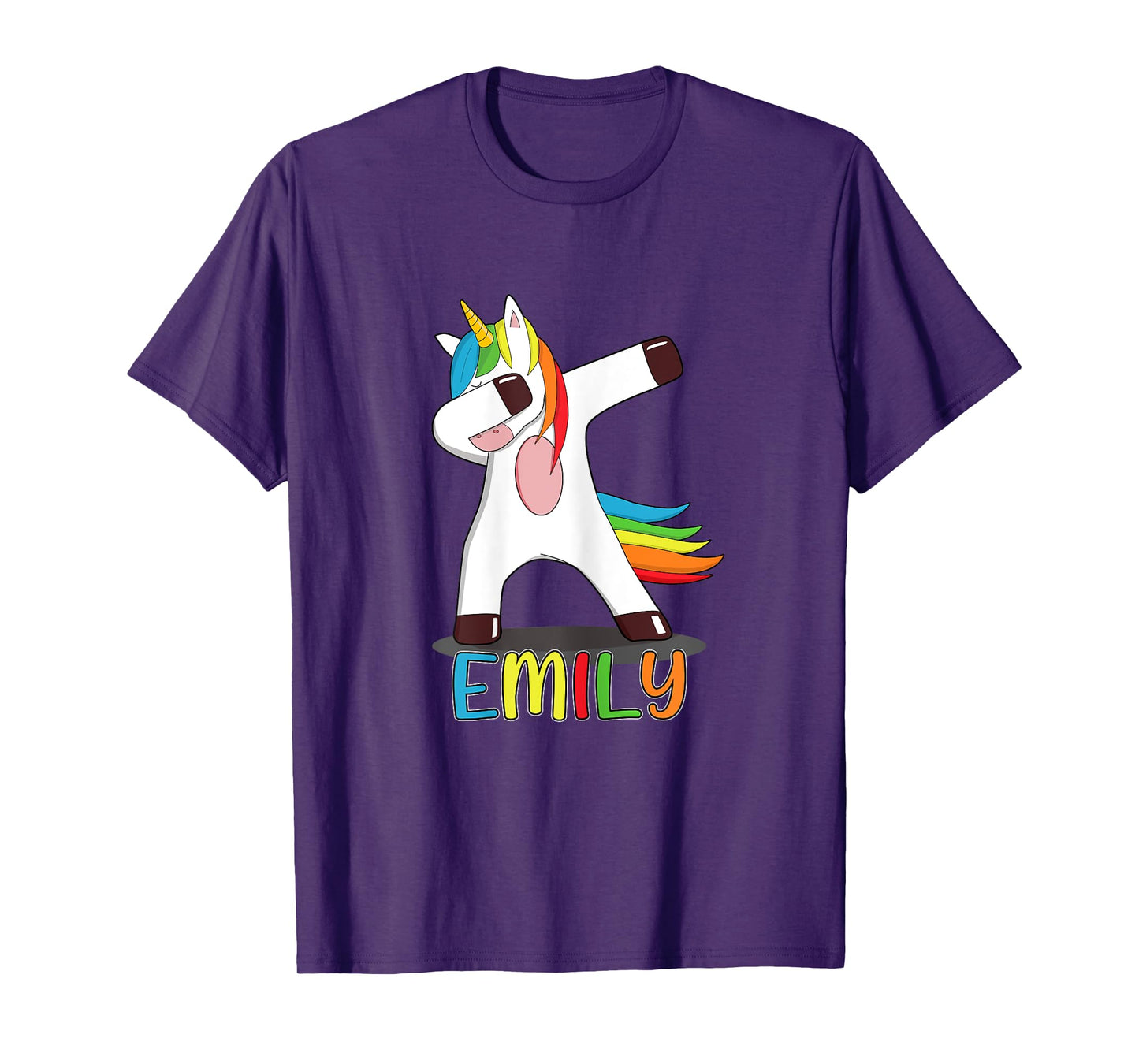 Emily Name - First Name Emily - Colourful Dabbing Unicorn T-Shirt