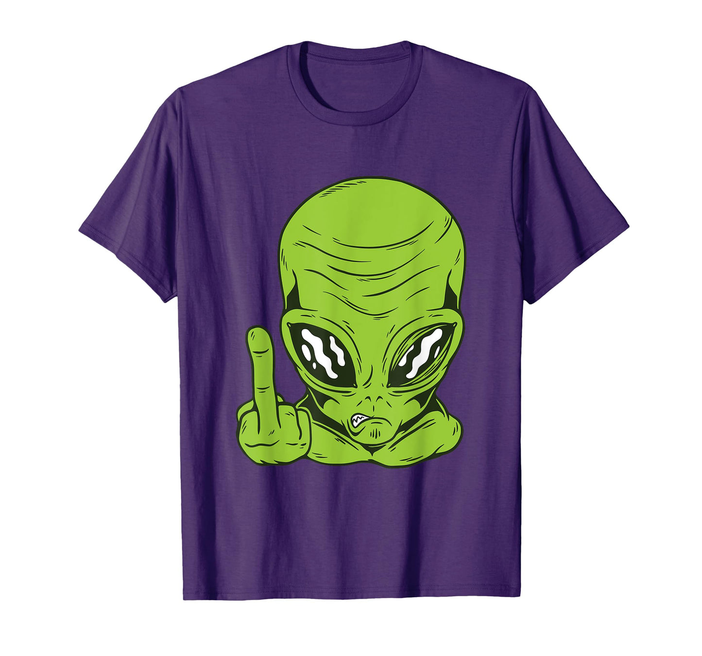 Funny Angry Alien Head Flipping the Bird Middle Finger T-Shirt