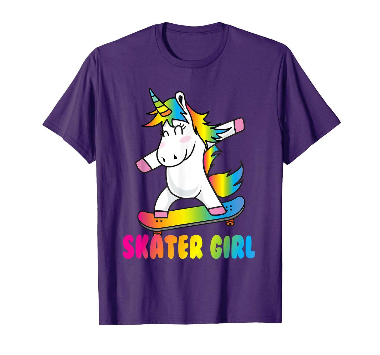 Skater Girl Funny Cute Unicorn Skating Cool Skateboard T-Shirt