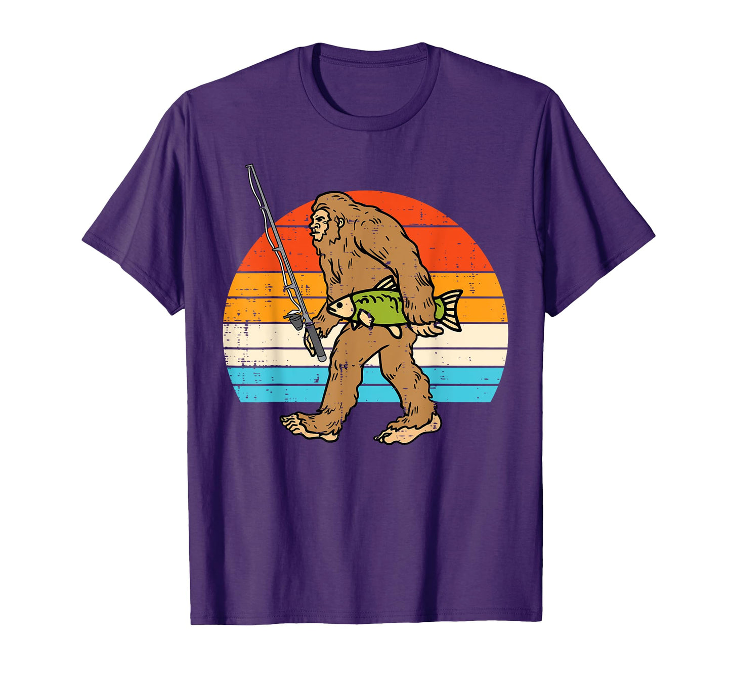 Bigfoot Sasquatch Fishing Retro Fisherman Men Women Kids Boy T-Shirt