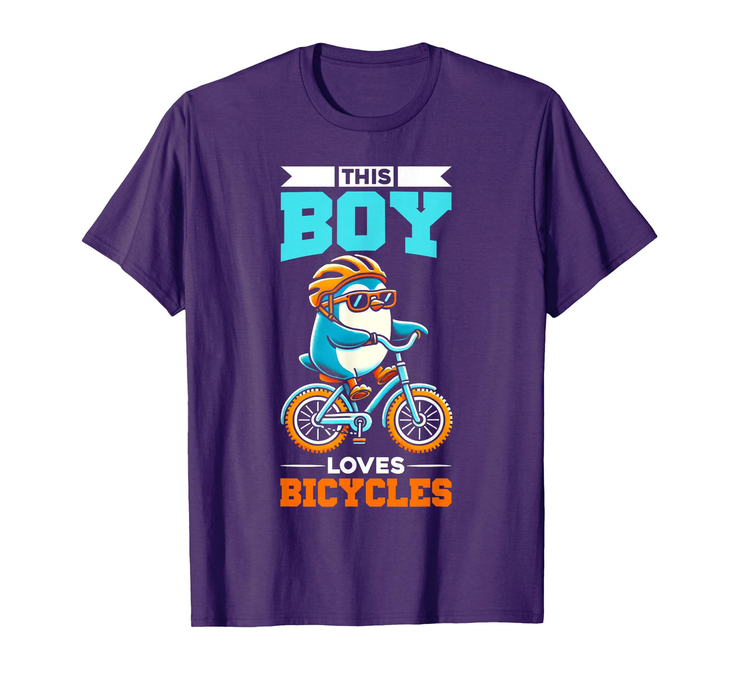 Kids Cycling Riding Bicycle Penguin Boys T-Shirt