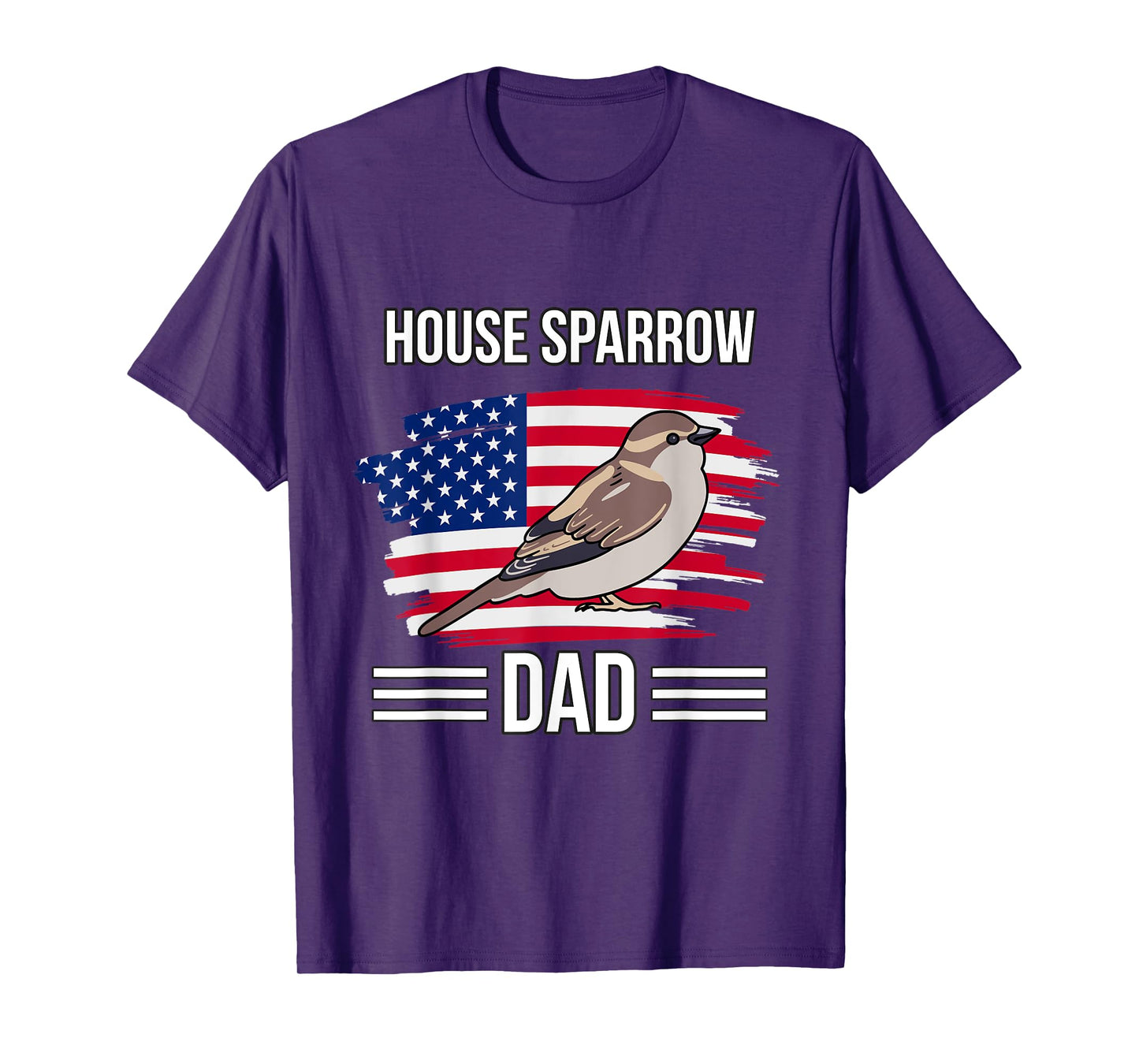 Bird US Flag 4th Of July Father's Day House Sparrow Dad T-Shirt