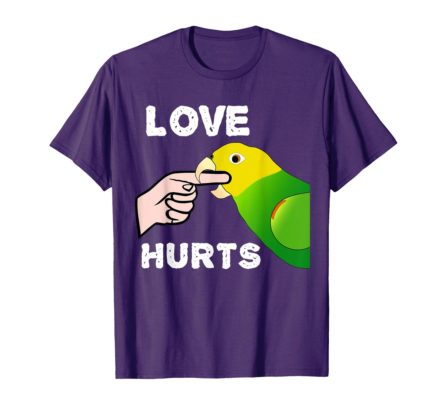Love Hurts Yellow Head Amazon Parrot Biting Finger T-Shirt