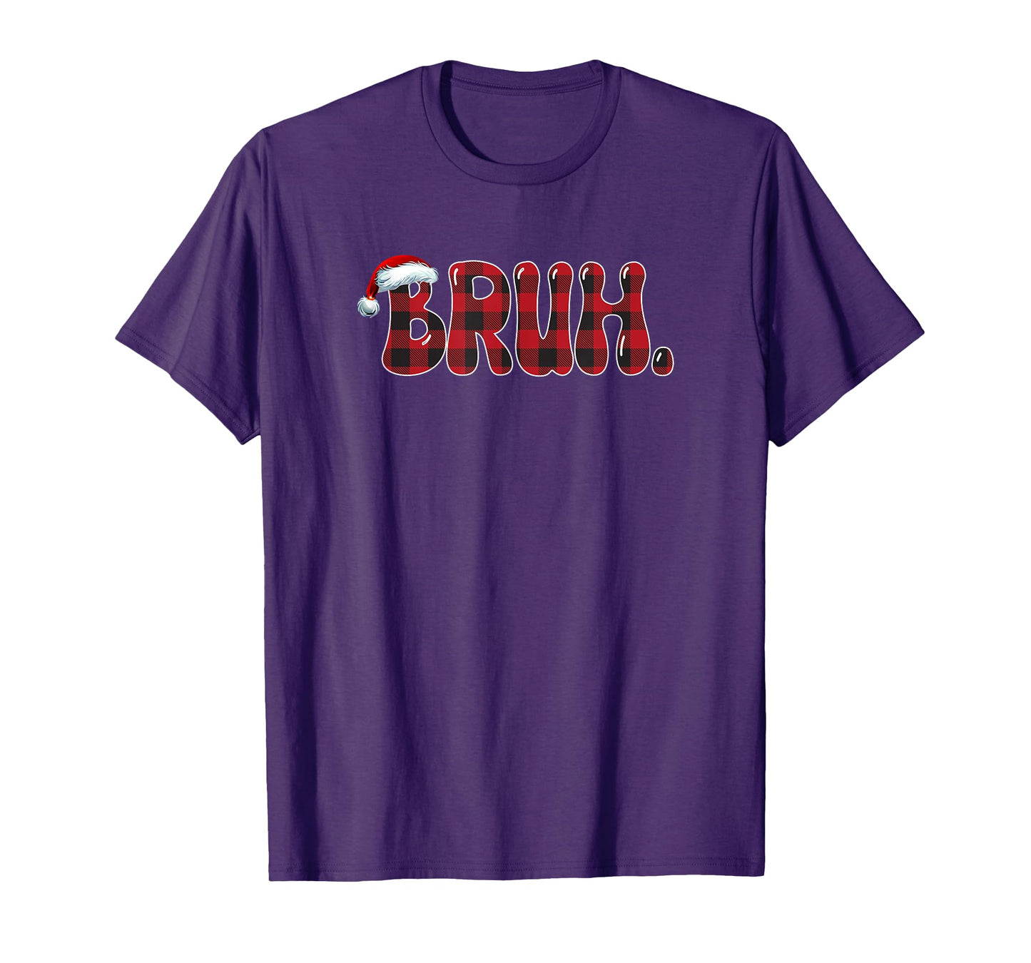 Bruh Funny Christmas Plaid Teens Boys Kids Xmas Pajamas T-Shirt