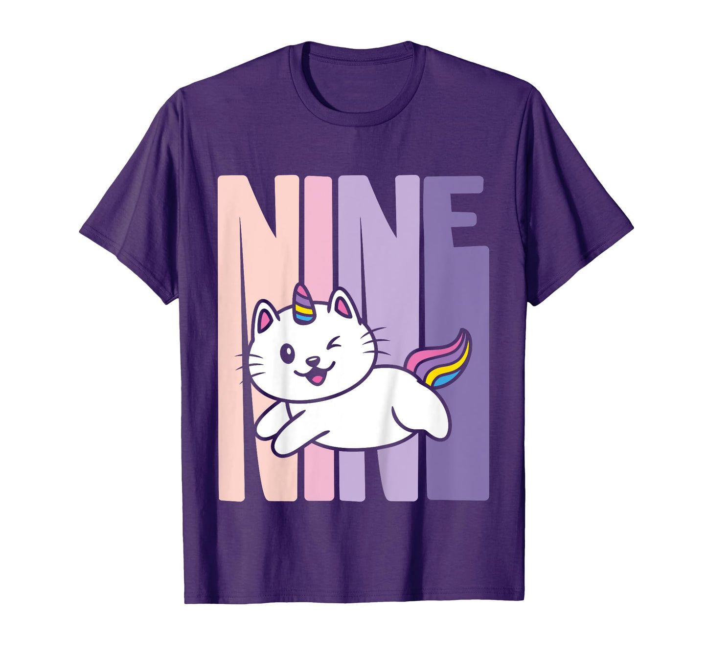 9 Year Old Cute Caticorn Cat Unicorn Birthday Girl B-day T-Shirt