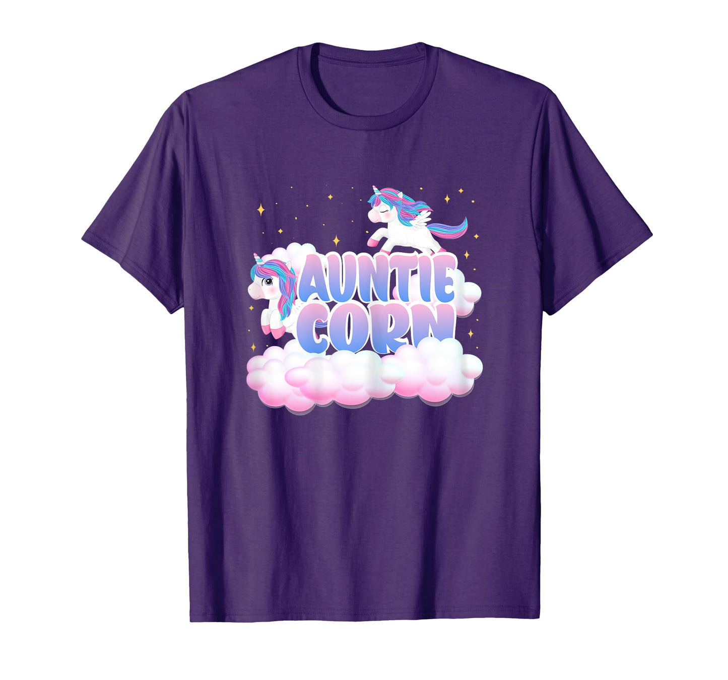Auntie Corn Unicorn Clouds Unicorns Themed Birthday T-Shirt