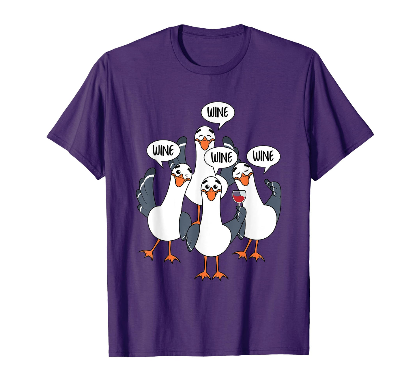 Seagull Wine Funny Bird Lover Drinking Enthusiast Women Gift T-Shirt