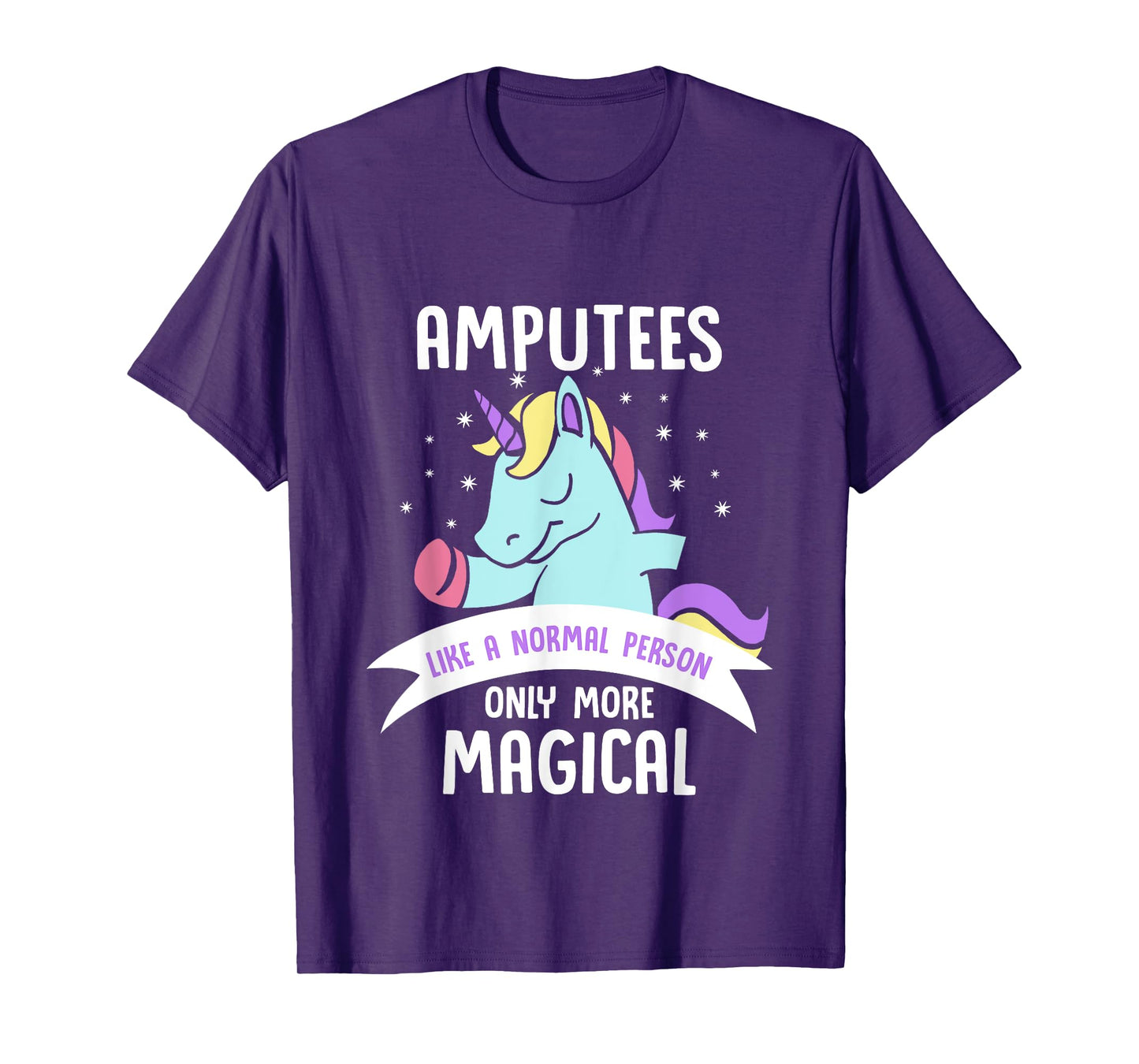 Amputee Amputation Survivor Warrior Shirts Men's Black Cotton Blend Classic Fit Short Sleeve Unicorn Humor Recovery T-Shirt