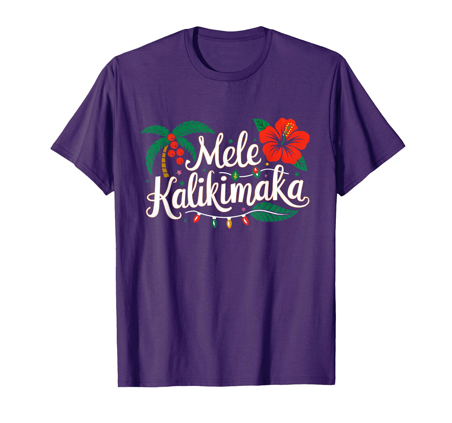 Mele Kalikimaka Hibiscus Palm Waikiki Big Island Christmas T-Shirt