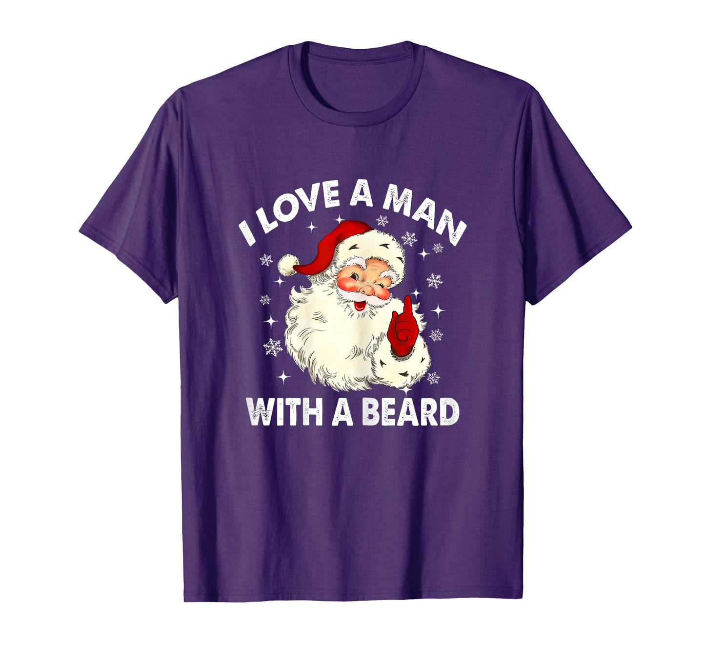 Retro I Love A Man With A Beard Christmas Santa Women T-Shirt