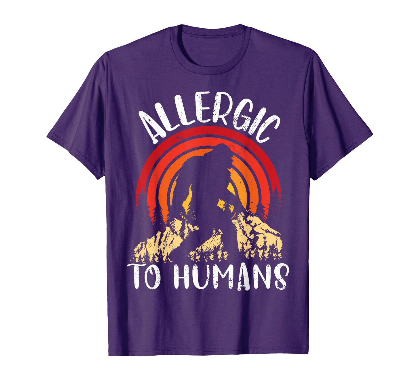 Retro Bigfoot Allergic To Humans Sasquatch for Introvert T-Shirt