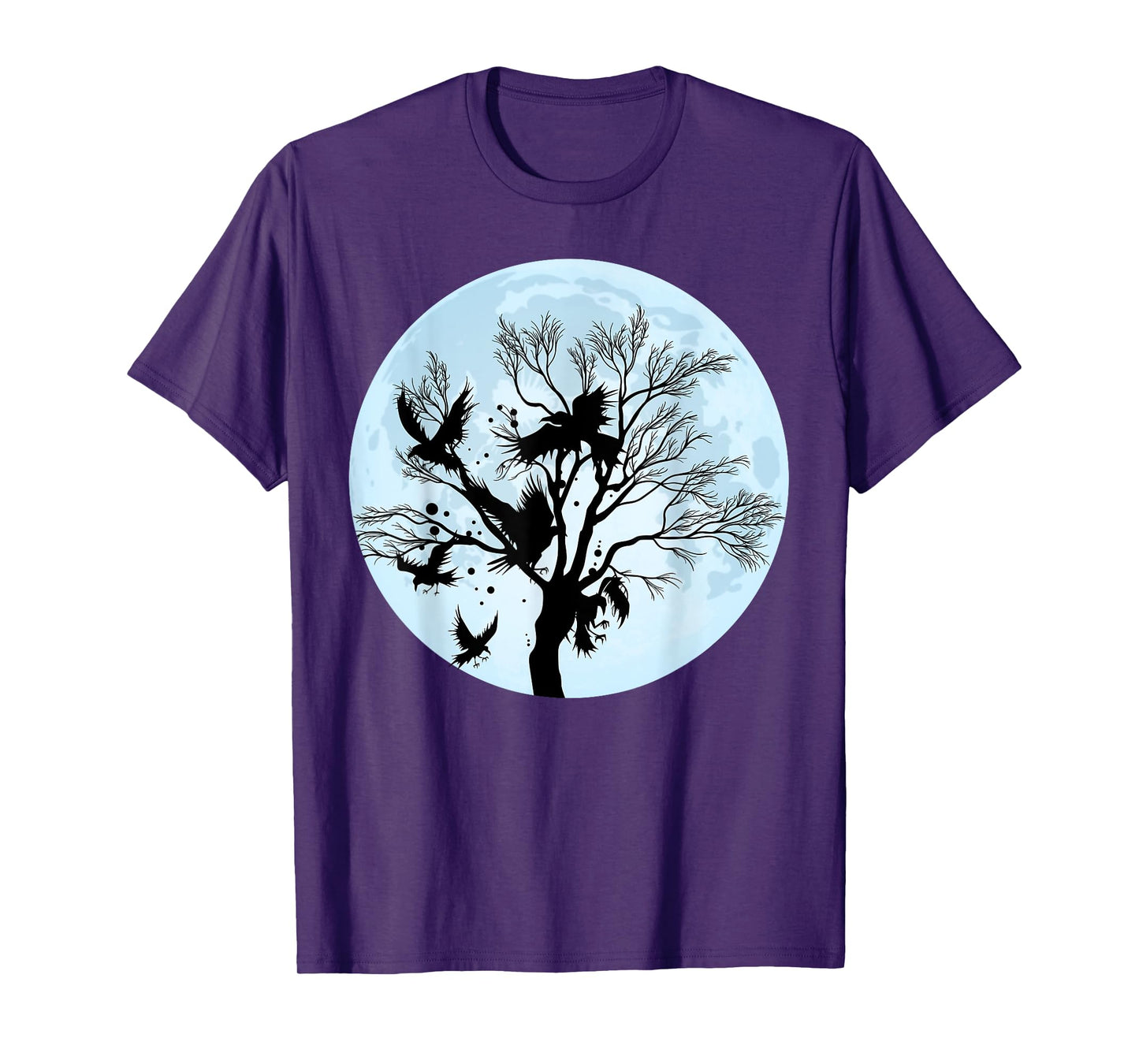 Moonlight Night Black Crow Forest Animal Bird Raven T-Shirt