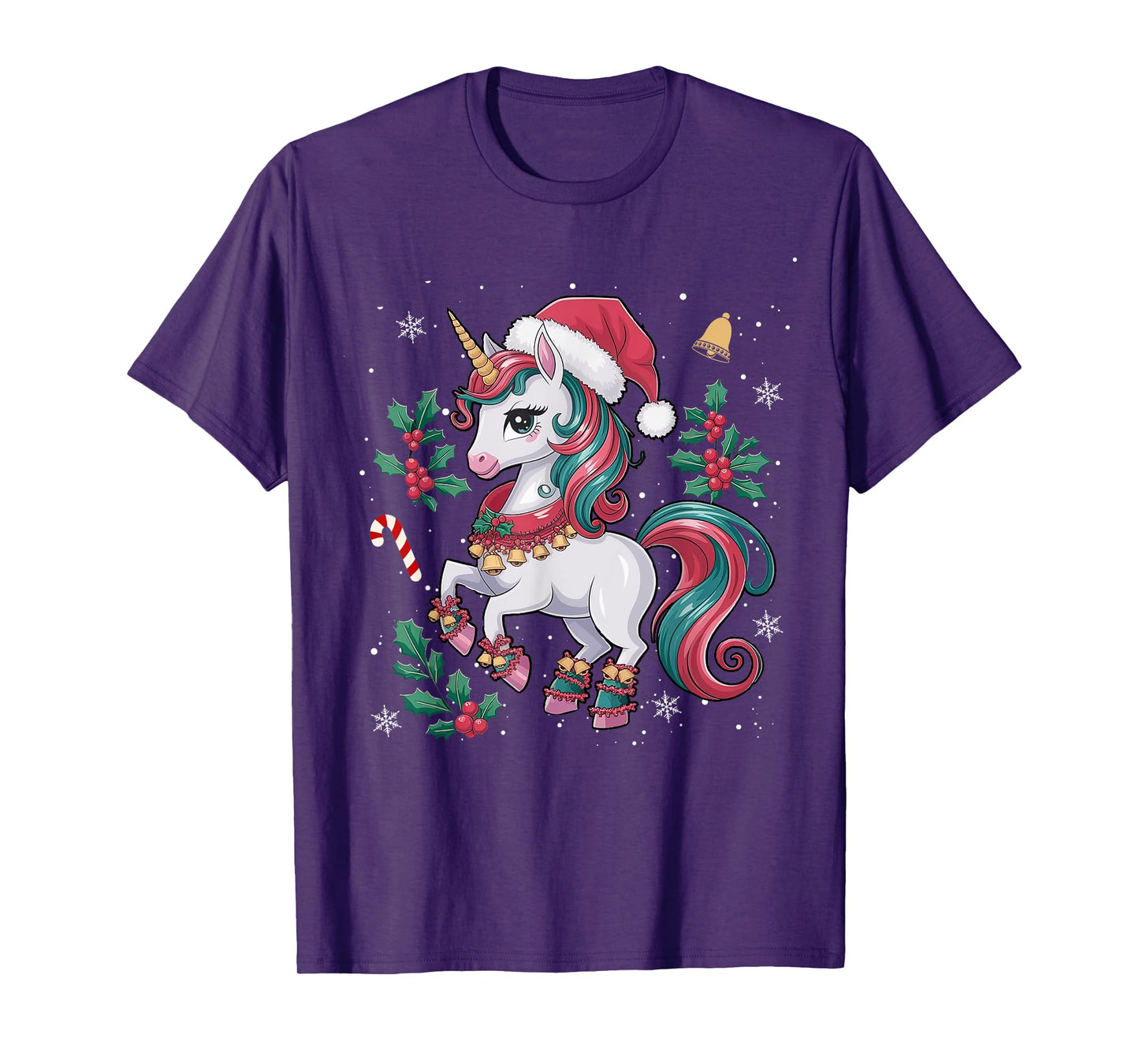 Cute Unicorn Christmas Girls Kids Toddler Xmas Santa Unicorn T-Shirt
