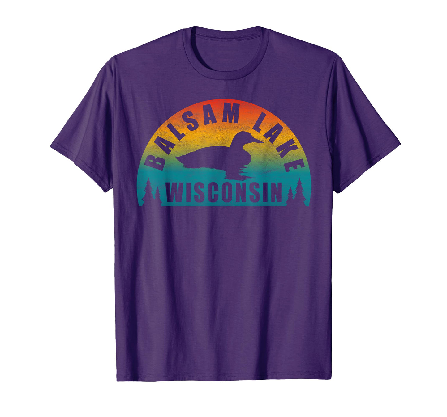 Balsam Lake Northern Wisconsin Sunset Loon T-Shirt