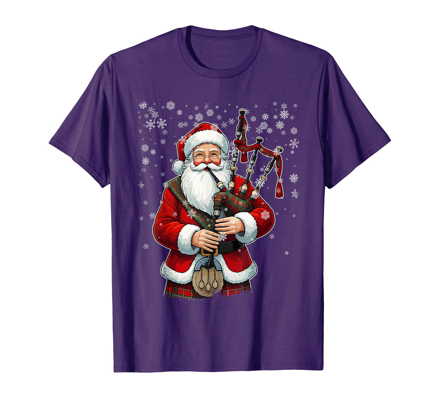 Santa Claus Playing Bagpipes - Funny Bagpiper Player Xmas T-Shirt