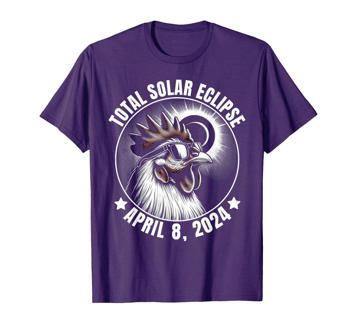 2024 Total Solar Eclipse Chicken Wearing Glasses Totality T-Shirt