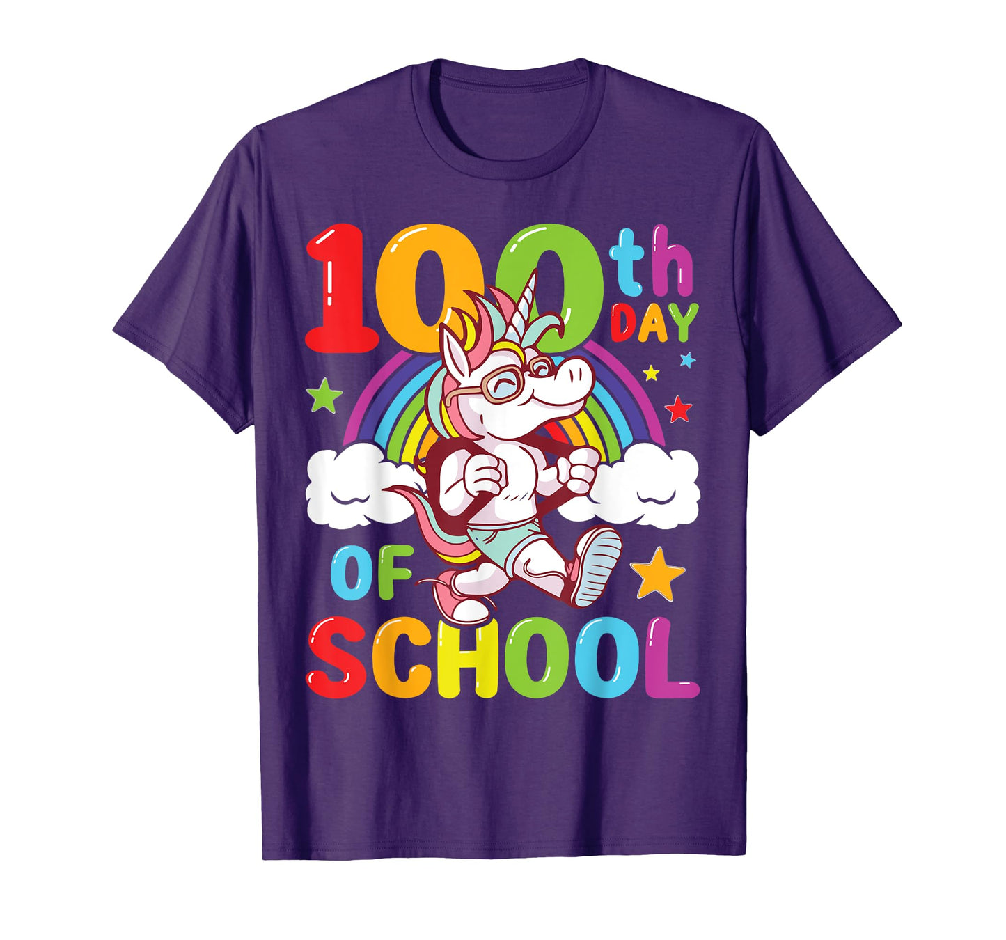 Happy 100th Day of School Unicorn Rainbow 100 Days of School T-Shirt