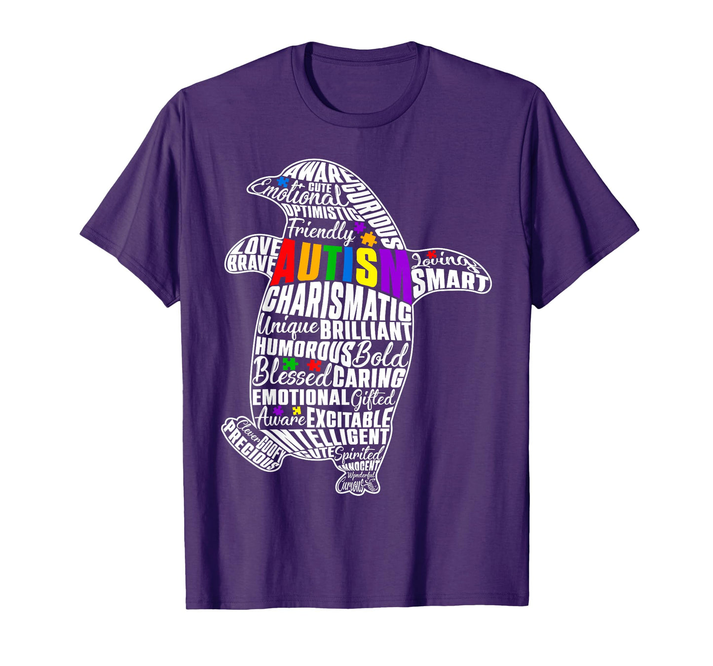 Cute Autism Awareness Word Art Penguin & Puzzle Pieces Kids T-Shirt