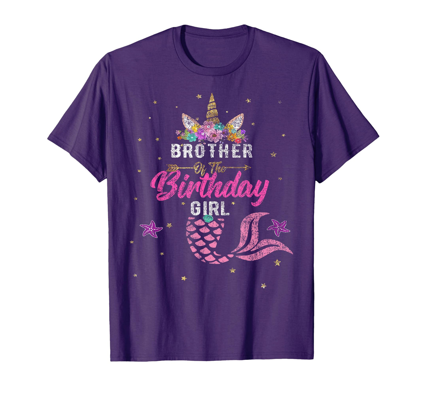 Brother of Birthday Girl Unicorn Shirt Mermaid Tee Gift T-Shirt