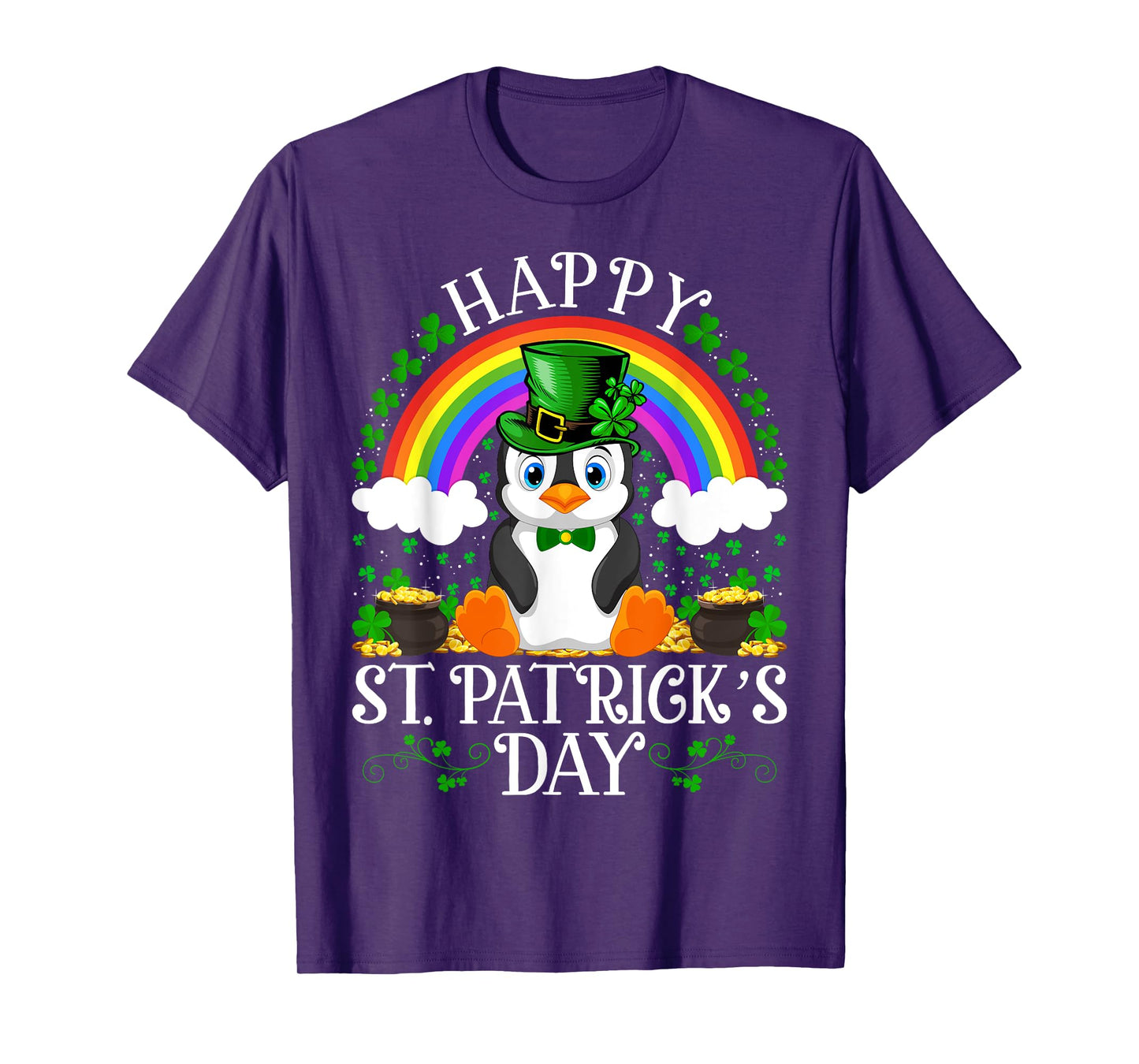 Penguin Bird Lover Rainbow Vintage Penguin St. Patrick's Day T-Shirt
