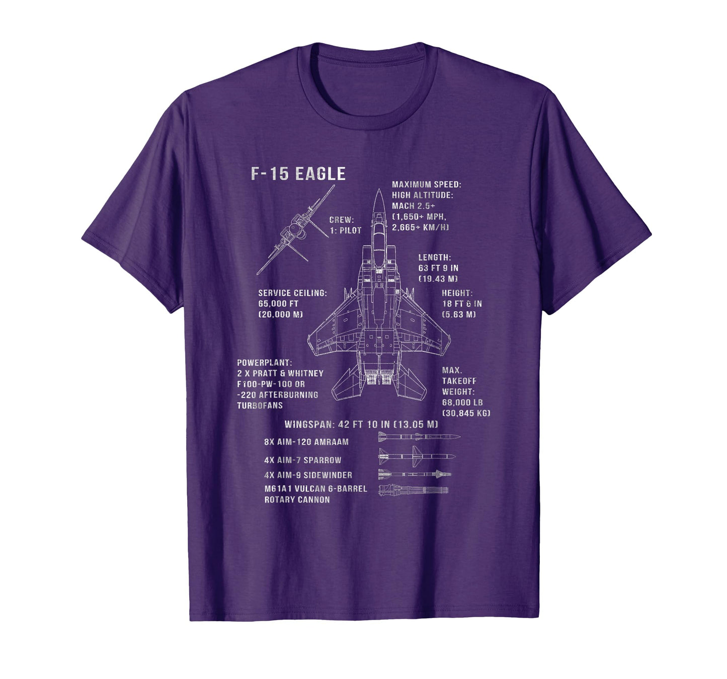F-15 Eagle Specs Fighter Jet Military Aircraft Veteran T-Shirt