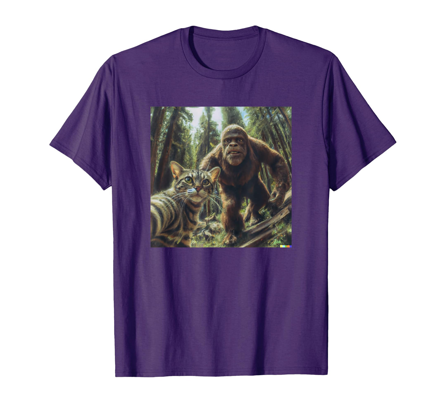Cat Bigfoot Sasquatch Selfie Photo Funny Retro Classic Humor Men Women Girls Kids T-Shirt