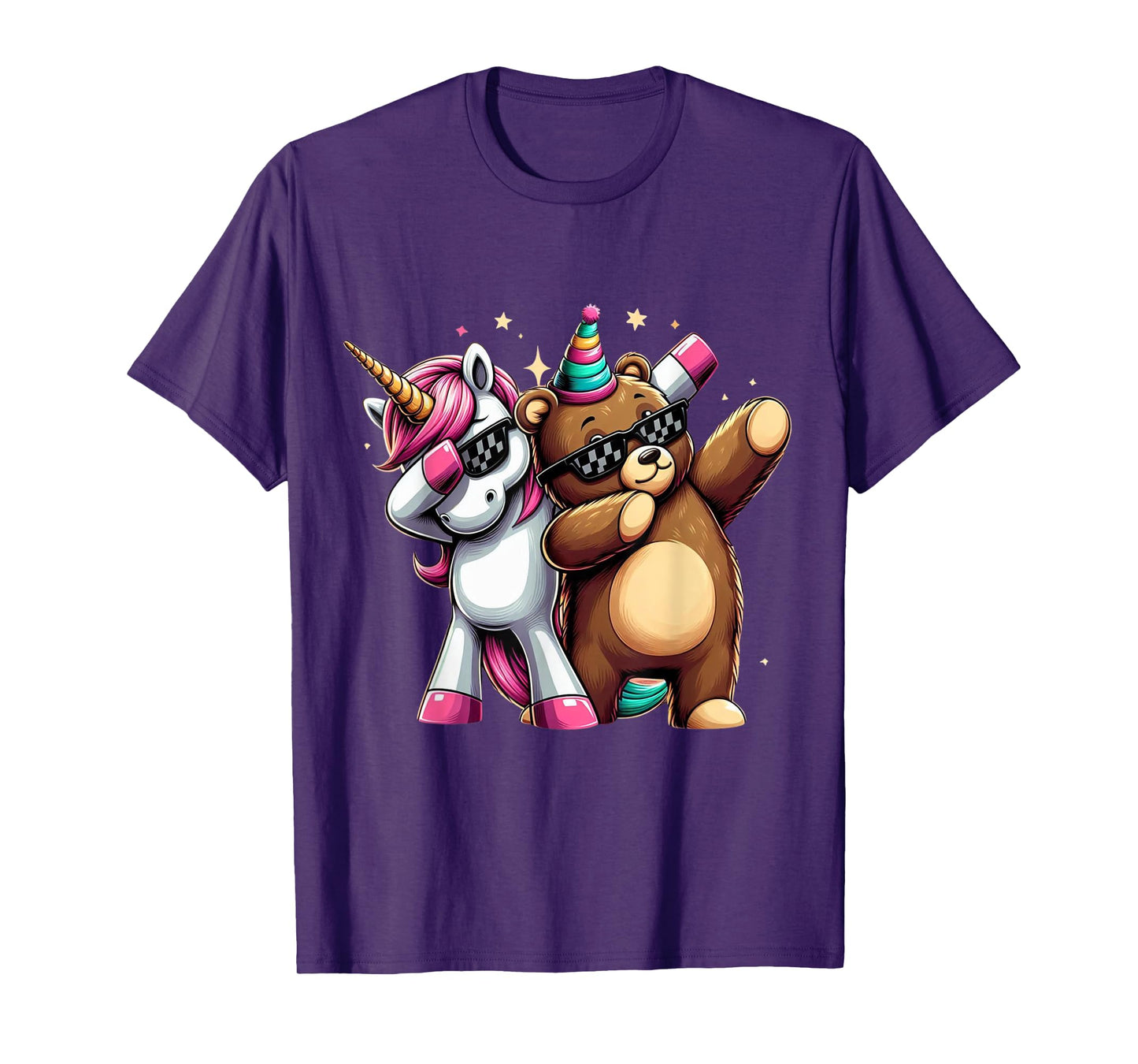 Dabbing Unicorn And Bear Boys Girls Men Women Kids Adults T-Shirt