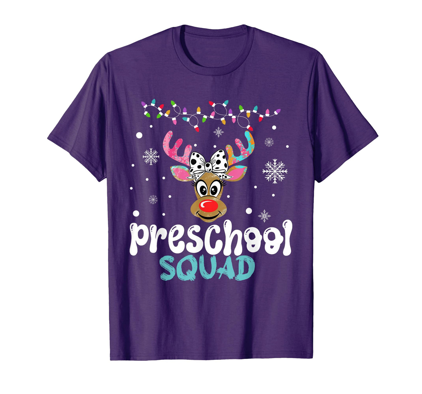 Preschool Teacher Christmas Preschool Squad Reindeer Xmas T-Shirt