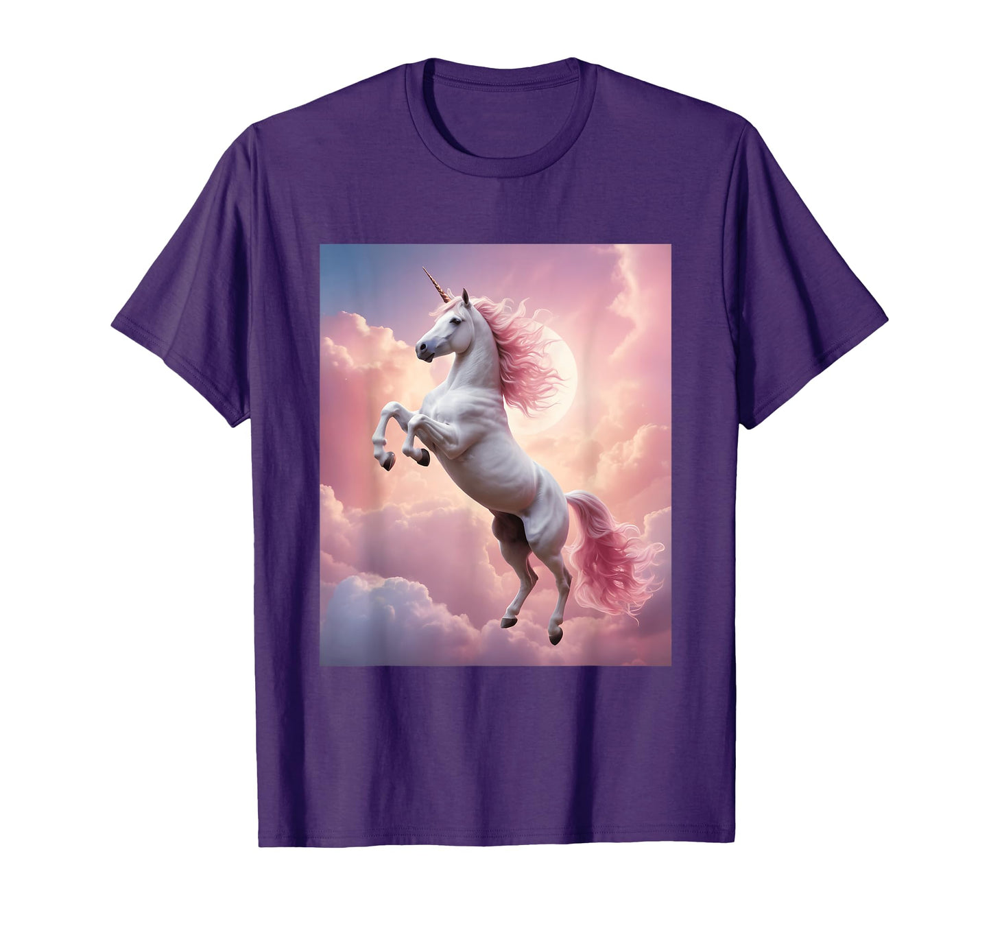 Unicorn Fantasy Magical Cute Pink Clouds Design Print T-Shirt