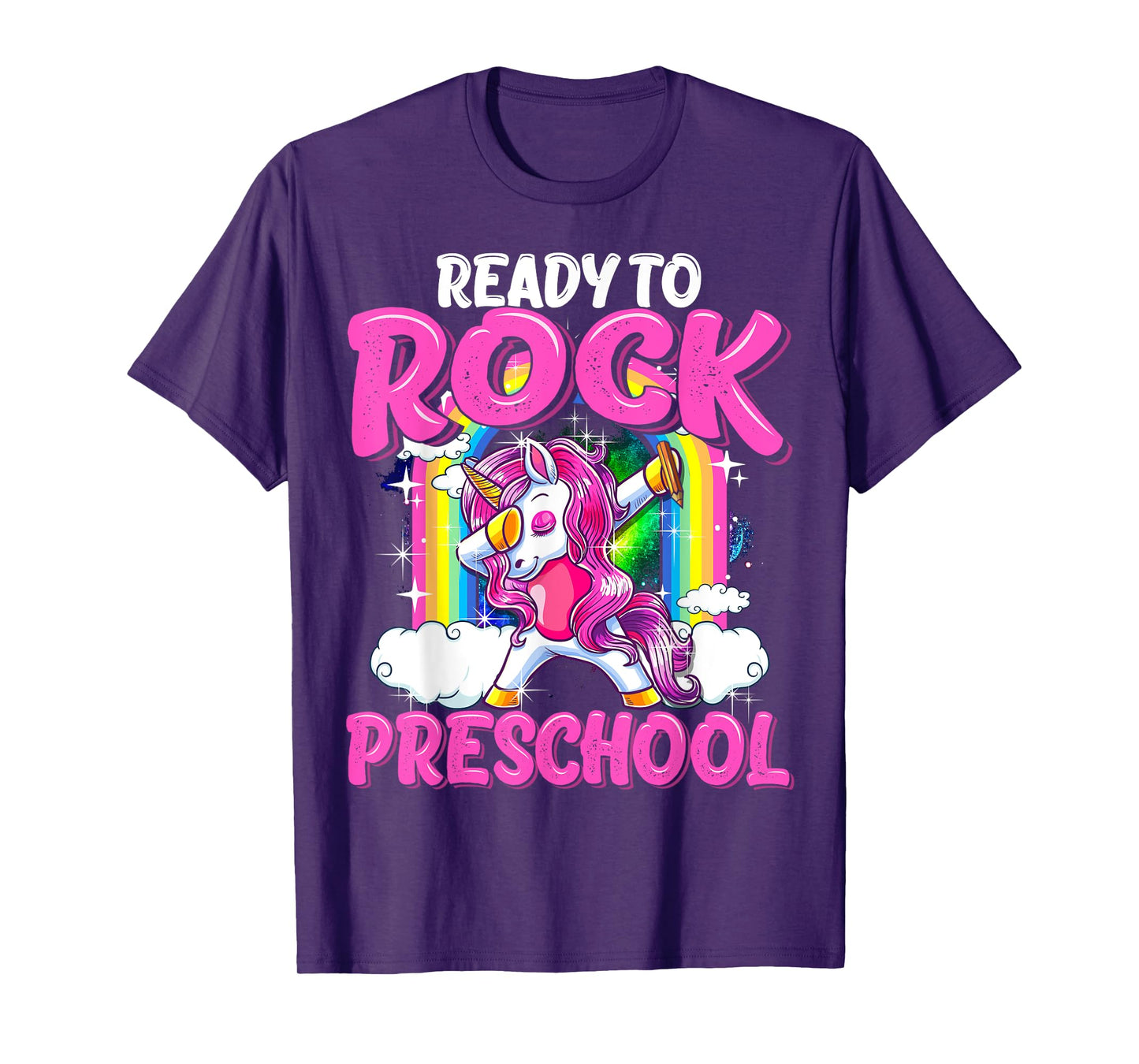 Ready To Rock Preschool Dabbing Unicorn Back To School Girls T-Shirt