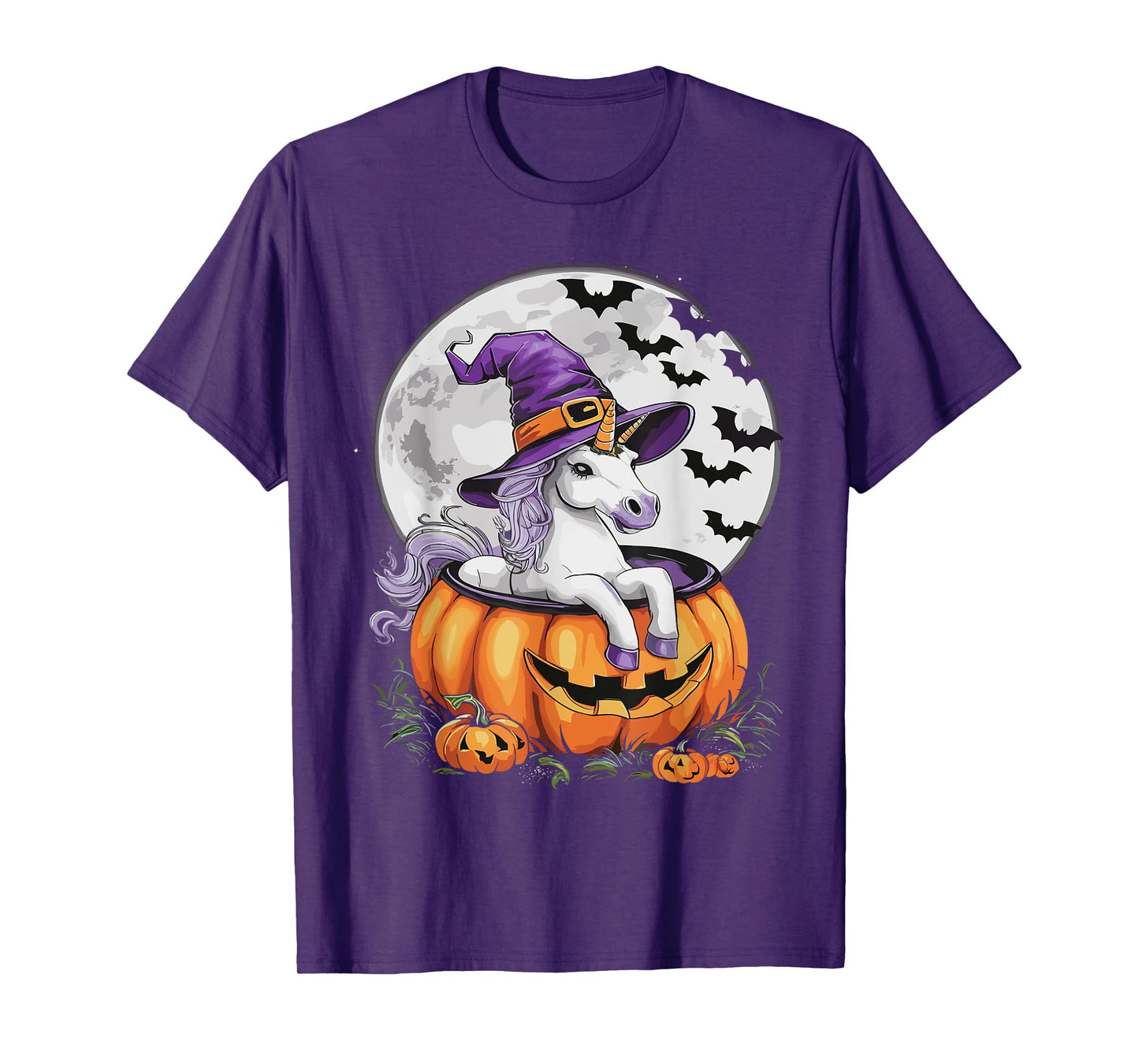 Cute Unicorn Halloween Girls Women Witchy Unicorn Halloween T-Shirt