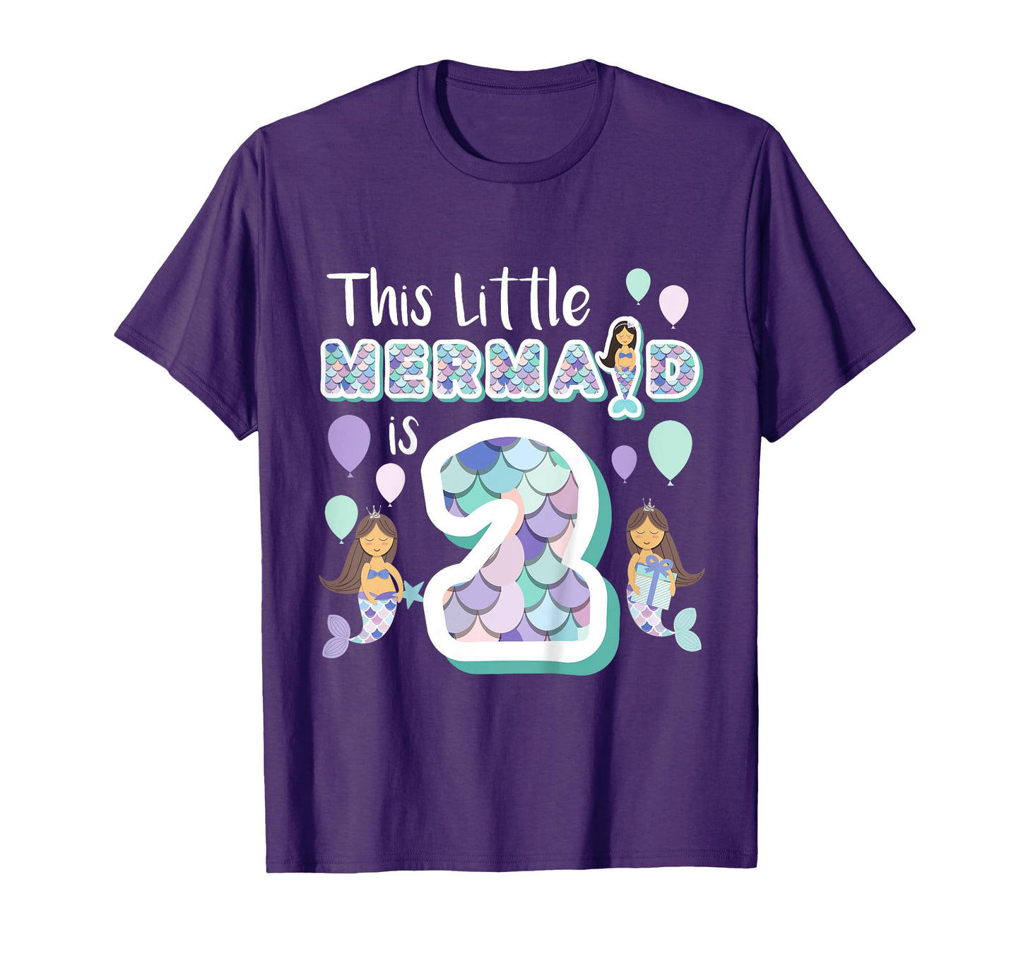 2 Year Old Mermaid Birthday Party Theme Girl 2nd Girls Gift T-Shirt