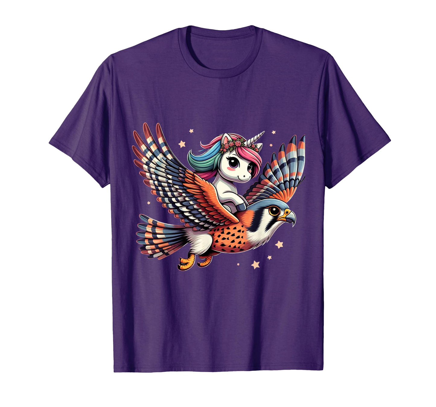 Unicorn Riding American kestrel Boys Girls Men Women Bird T-Shirt