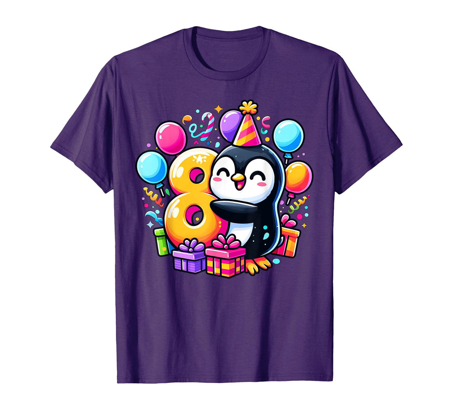 Kids Penguin Theme eighth Bday Party 8th Penguin Birthday T-Shirt