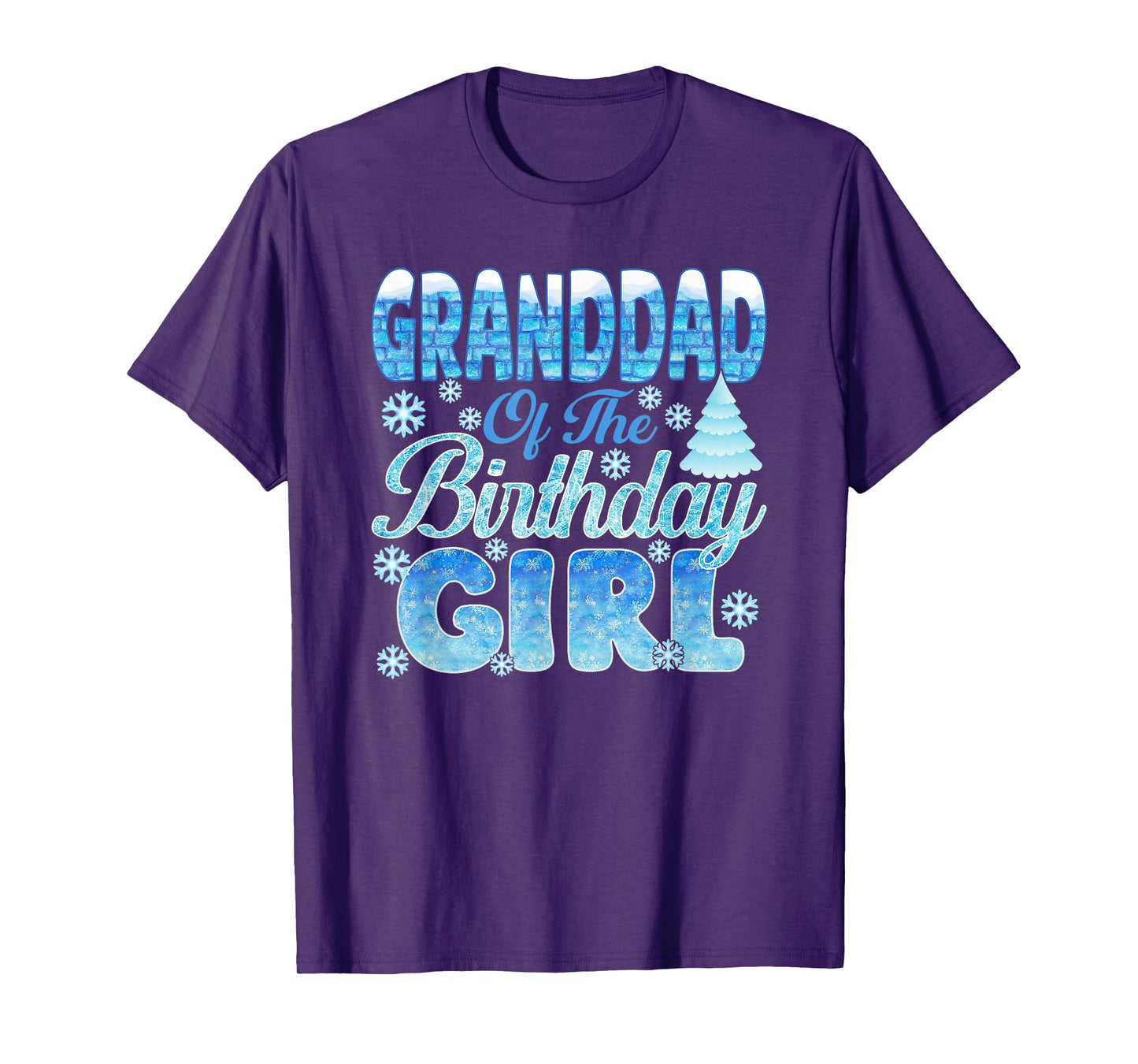 Granddad of The Birthday Girl Snowflakes Themed Matching T-Shirt