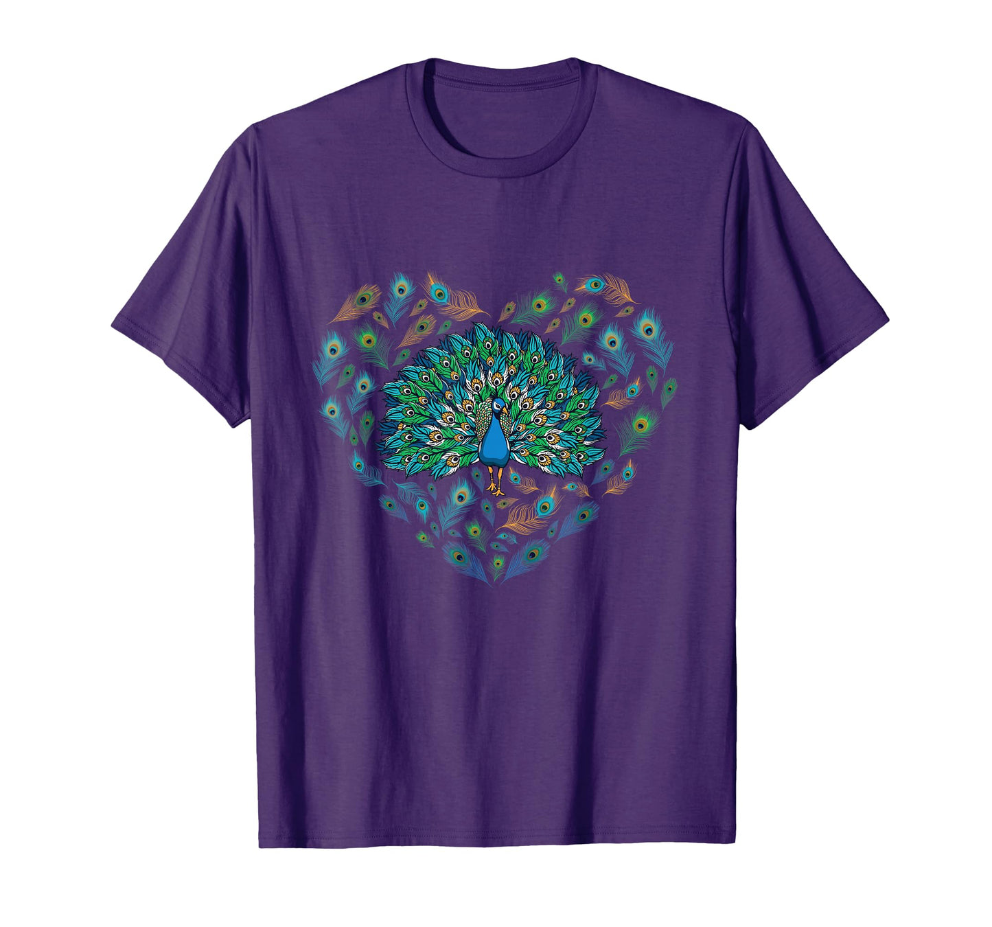 Peacock Decorative Colorful Peacock love heart men women kid T-Shirt