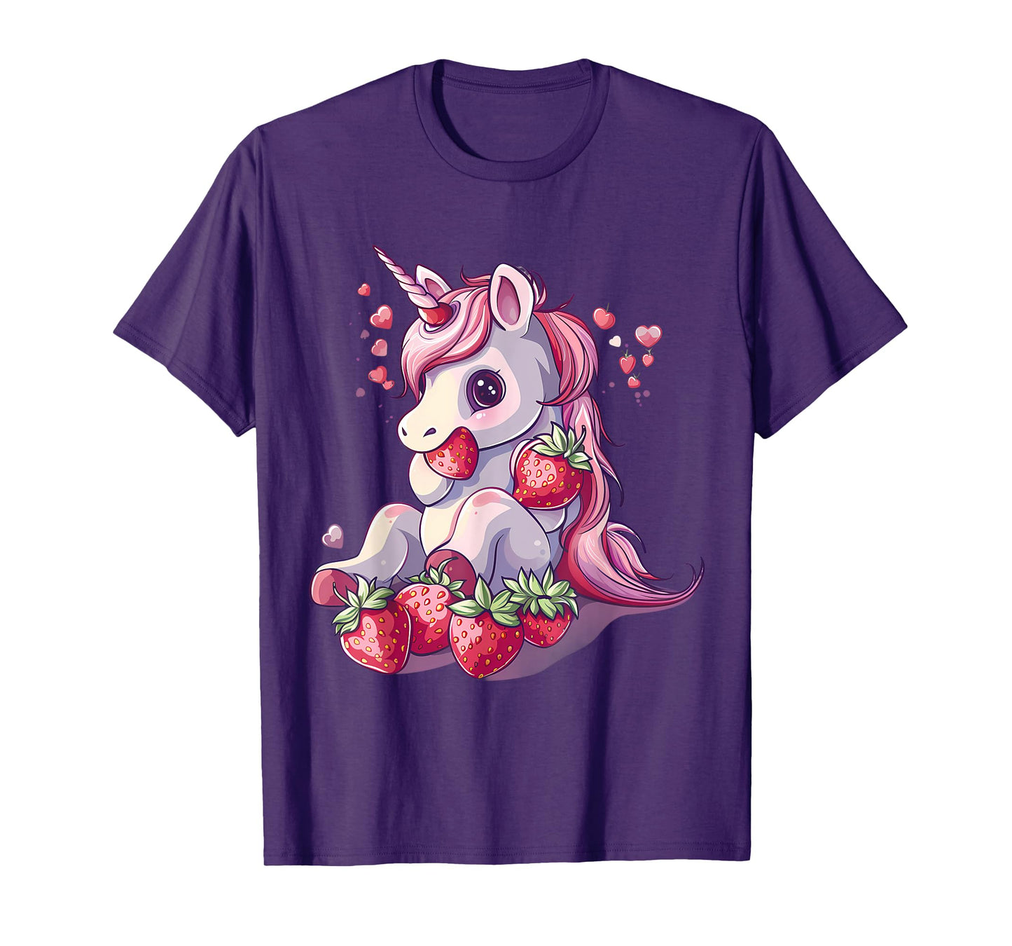 Strawberry Unicorn Cute Strawberries Drawing Motif T-Shirt