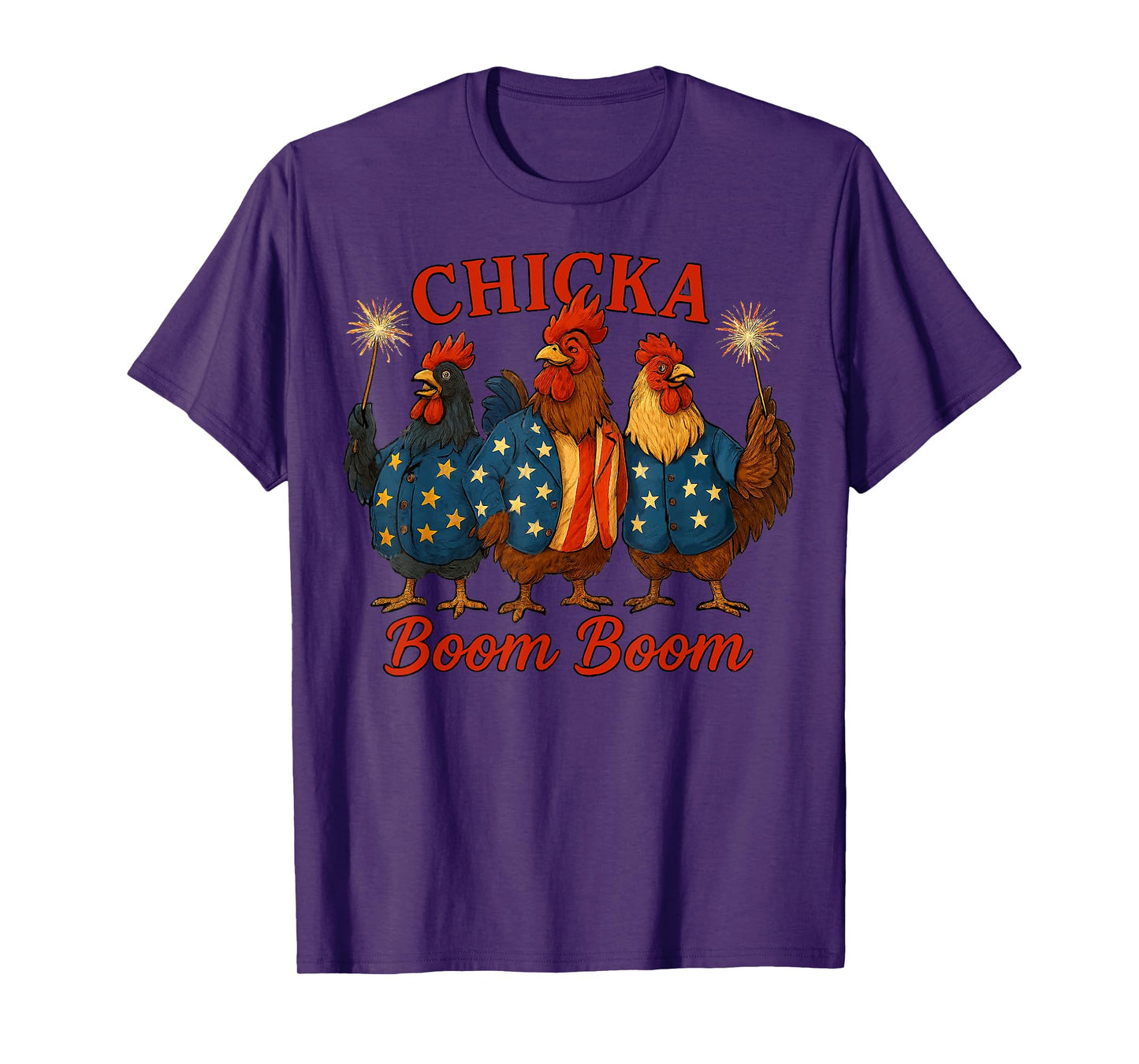 Chicka Boom Boom Funny Patriotic Chicken USA T-Shirt