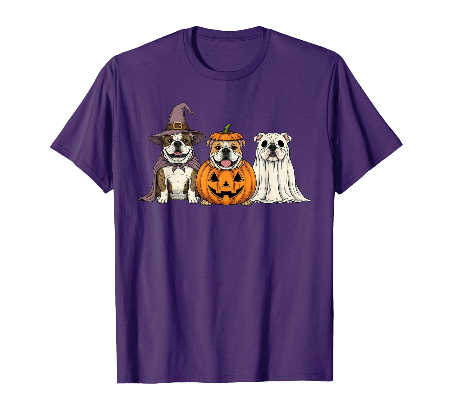 Spooky Ghost English Bulldog Pumpkin Halloween Dog Lover T-Shirt