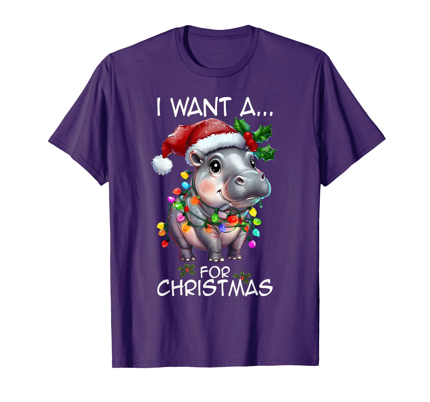 I Want A Hippopotamus For Christmas Hippo Lovers Xmas Kids T-Shirt